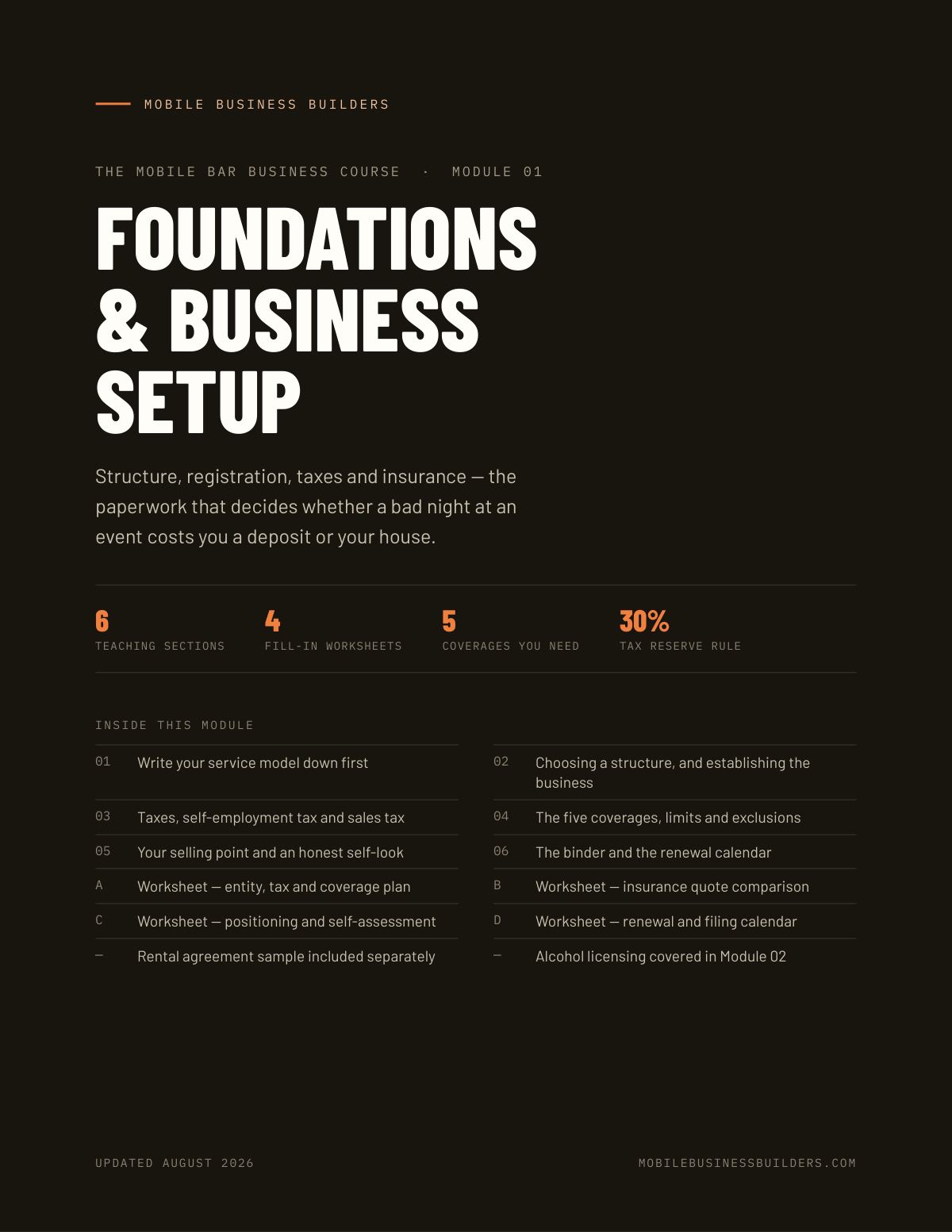 Cover of Mobile Bar Module 01 — Foundations & Business Setup