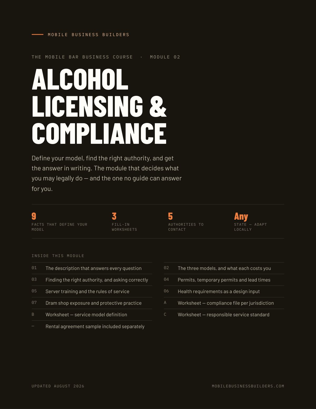 Cover of Mobile Bar Module 02 — Alcohol Licensing & Compliance