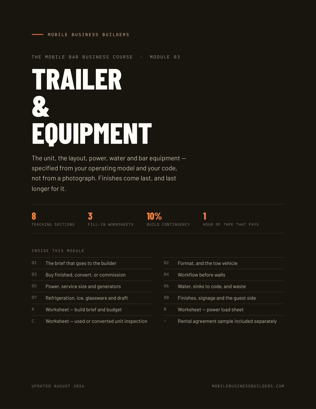 Cover of Mobile Bar Module 03 — Trailer & Equipment