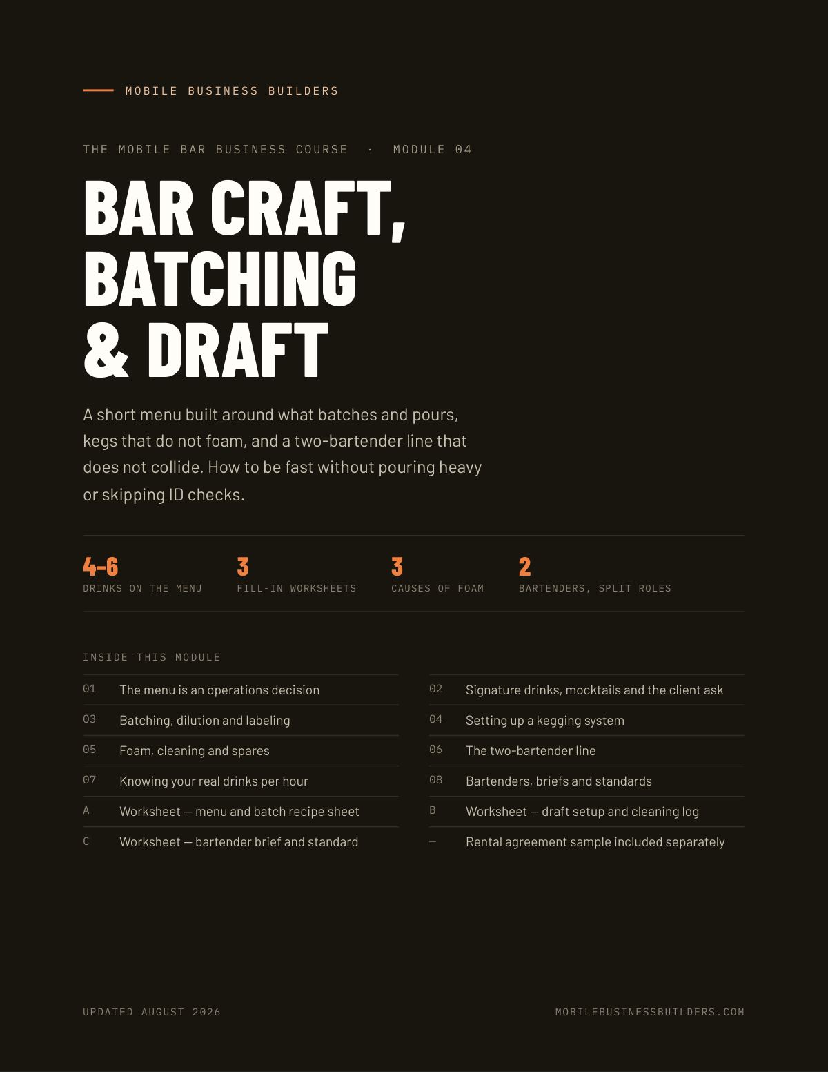 Cover of Mobile Bar Module 04 — Bar Craft, Batching & Draft