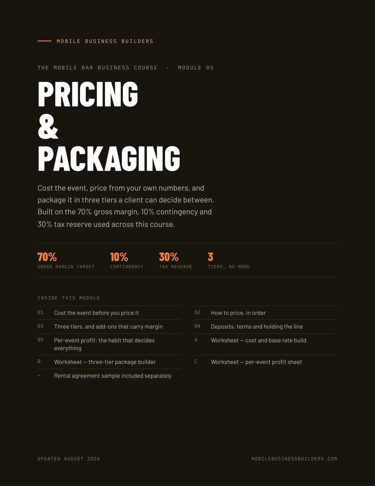 Cover of Mobile Bar Module 05 — Pricing & Packaging