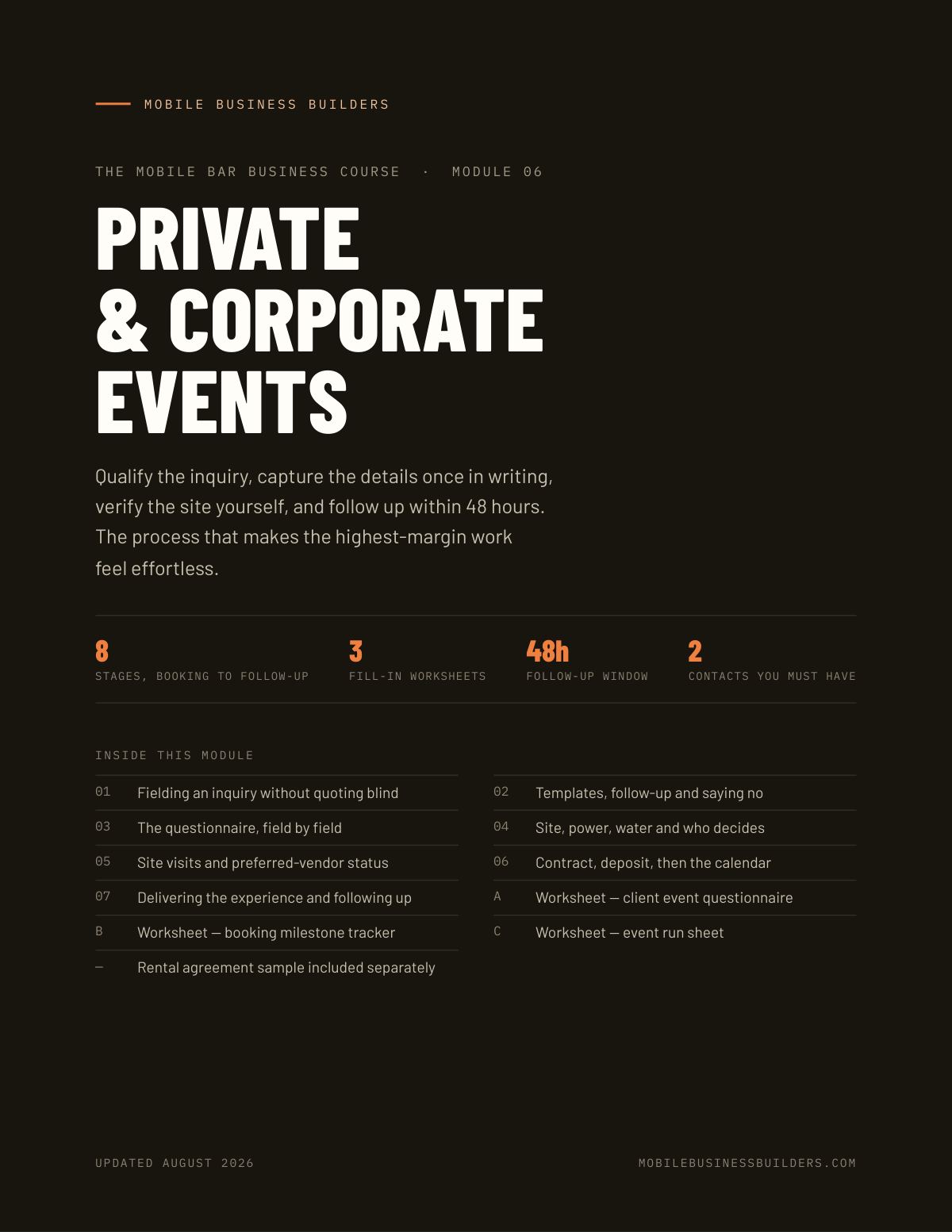 Cover of Mobile Bar Module 06 — Private & Corporate Events