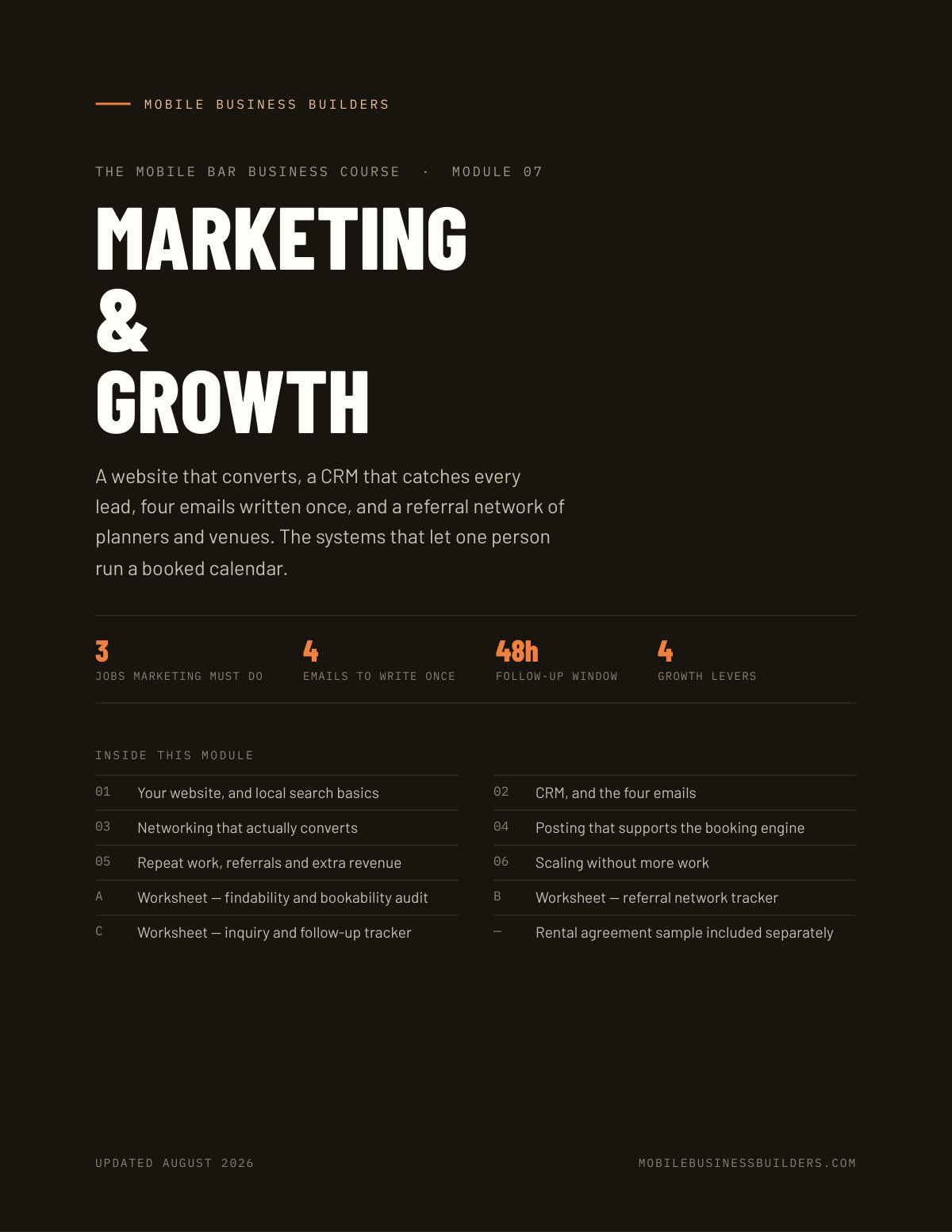 Cover of Mobile Bar Module 07 — Marketing & Growth