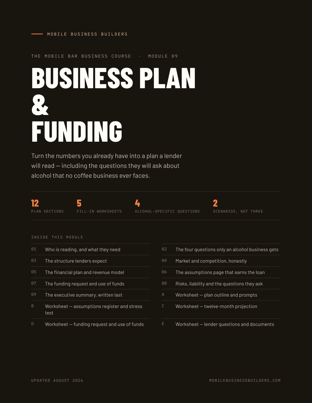 Cover of Mobile Bar Module 09 — Business Plan & Funding