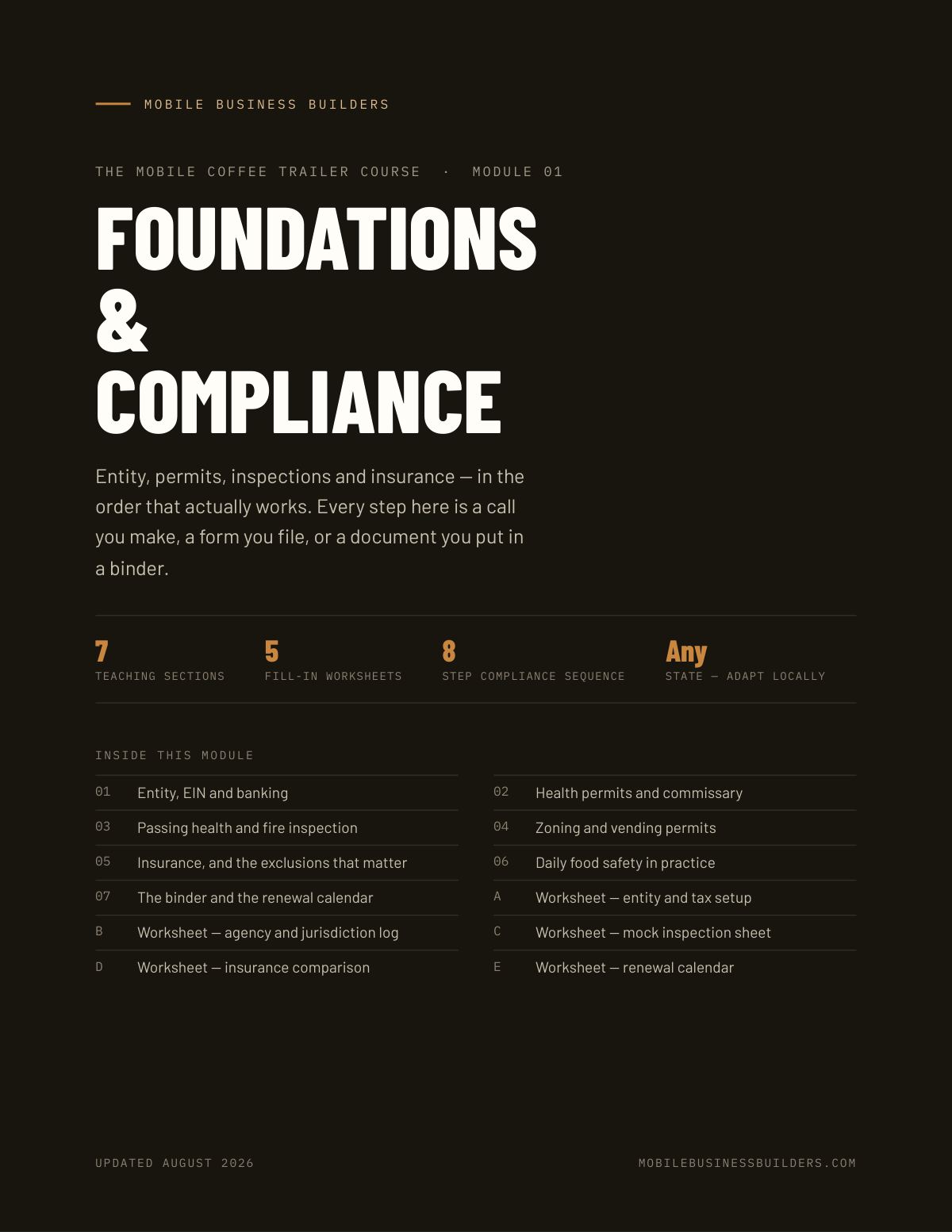 Cover of Mobile Coffee Module 01 — Foundations & Compliance