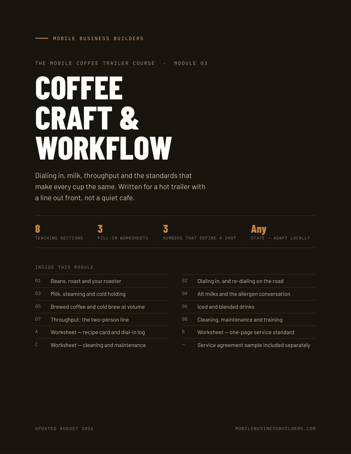 Cover of Mobile Coffee Module 03 — Coffee Craft & Workflow