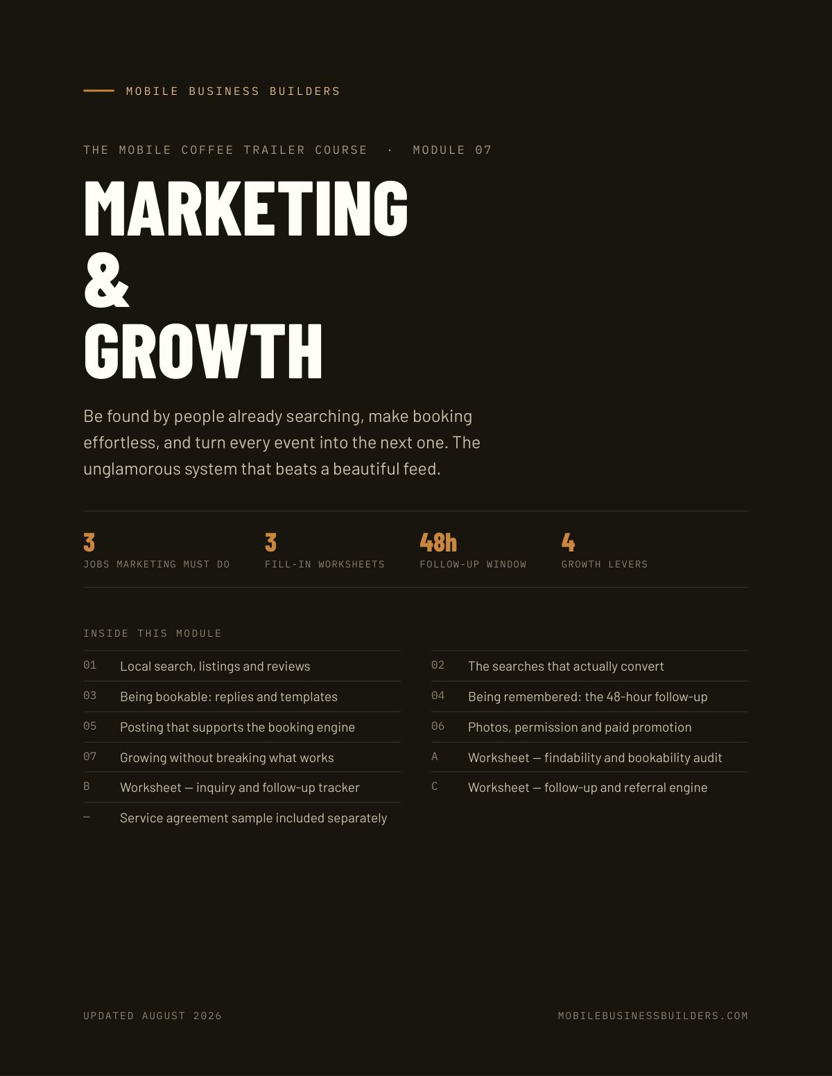 Cover of Mobile Coffee Module 07 — Marketing & Growth