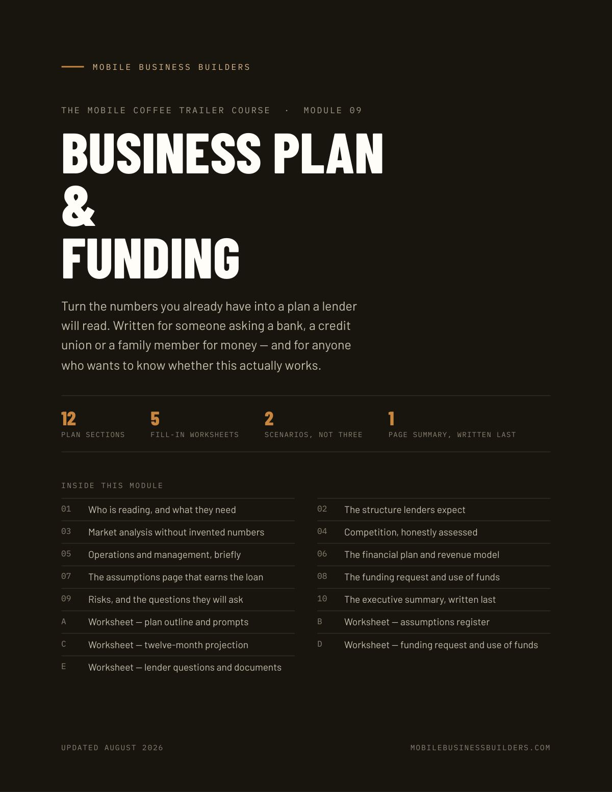 Cover of Mobile Coffee Module 09 — Business Plan & Funding
